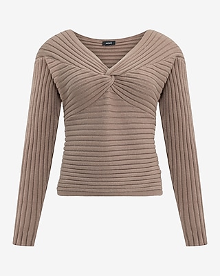 Ribbed V-Neck Twist Front Sweater - image 5
