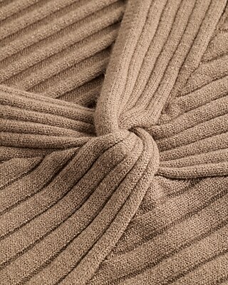Ribbed V-neck Twist Front Sweater | Express