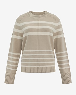 Airy Soft Striped Crew Neck Wide Sleeve Sweater