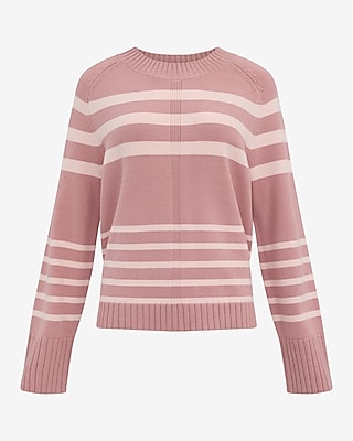 Airy Soft Striped Crew Neck Wide Sleeve Sweater