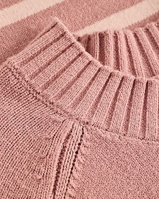 Plush Airy Soft Striped Crew Neck Wide Sleeve Sweater