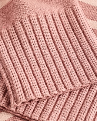 Plush Airy Soft Striped Crew Neck Wide Sleeve Sweater