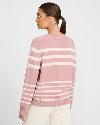Airy Soft Striped Crew Neck Wide Sleeve Sweater