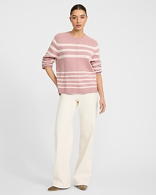 Airy Soft Striped Crew Neck Wide Sleeve Sweater