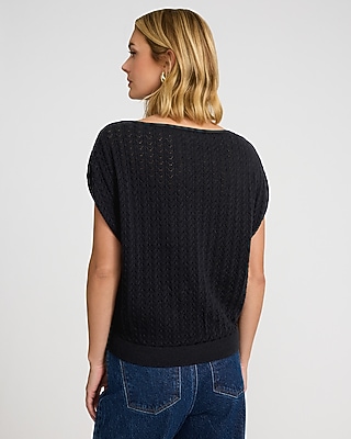 Cotton Textured Open Stitch Dolman Sweater