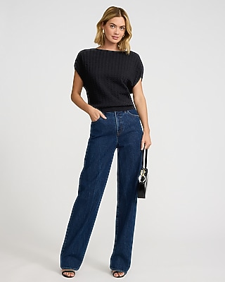 Cotton Textured Open Stitch Dolman Sweater