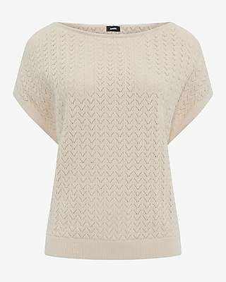 Cotton Textured Open Stitch Dolman Sweater