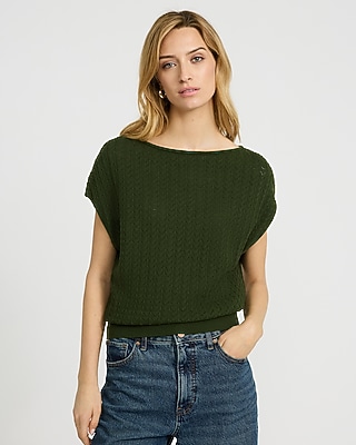 Cotton Textured Open Stitch Dolman Sweater