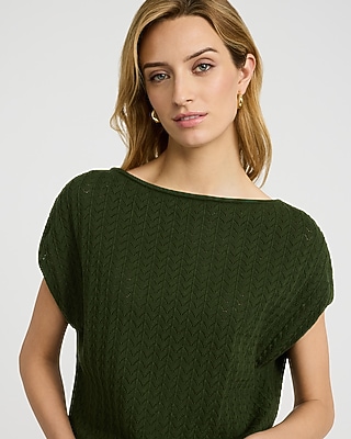 Cotton Textured Open Stitch Dolman Sweater