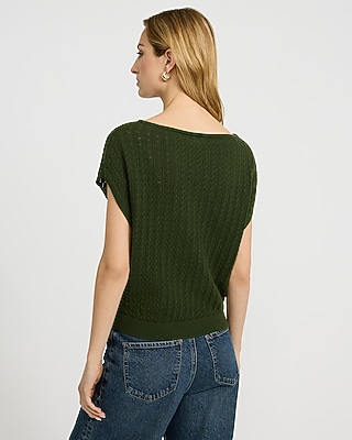 Cotton Textured Open Stitch Dolman Sweater