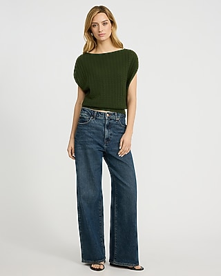 Cotton Textured Open Stitch Dolman Sweater