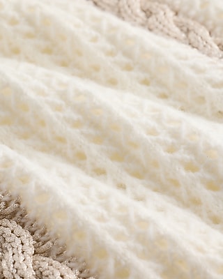 Open Stitch Shine Cable Knit Crew Neck Sweater