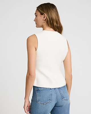 Airy Soft V-Neck Novelty Button Peplum Sweater Vest