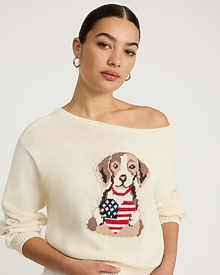 American Flag Dog Long Sleeve Sweater - image 5