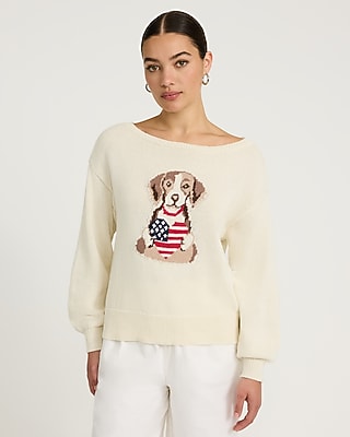 American Flag Dog Long Sleeve Sweater