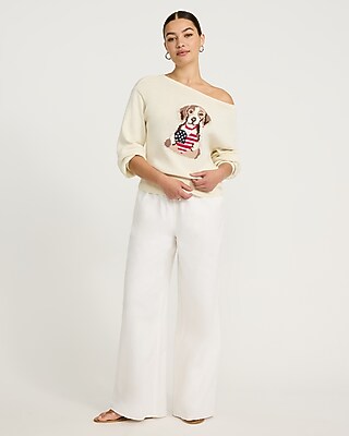 American Flag Dog Long Sleeve Sweater