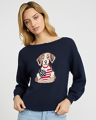 American Flag Dog Long Sleeve Sweater - image 2