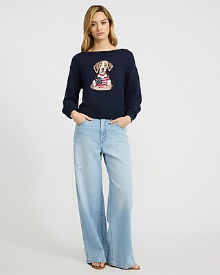 American Flag Dog Long Sleeve Sweater - image 4