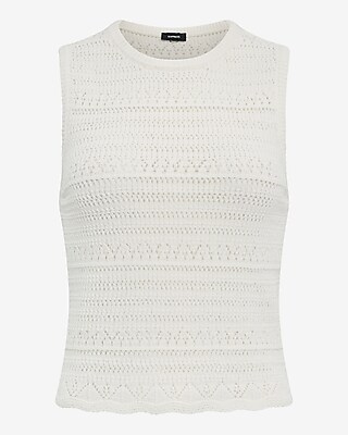 Pointelle Fitted Crew Neck Scalloped Sweater Tank - thumbnail 5