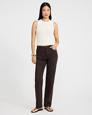 Pointelle Fitted Crew Neck Scalloped Sweater Tank - thumbnail 4