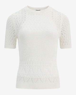 Cotton Open Stitch Crew Neck Sweater Tee