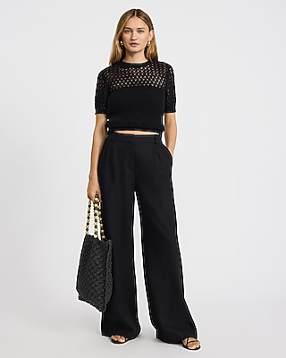 Cotton Open Stitch Crew Neck Sweater Tee