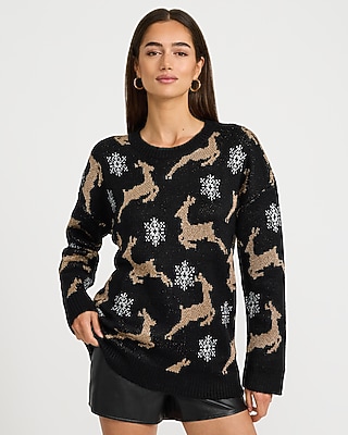 Metallic Reindeer Crew Neck Sweater