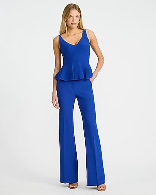 Cotton V-Neck Peplum Sweater Tank