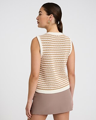 Cotton Tipped Crew Neck Novelty Button Sweater Tank - thumbnail 8