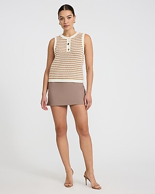 Cotton Tipped Crew Neck Novelty Button Sweater Tank - thumbnail 9