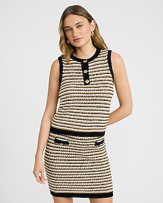 Cotton Tipped Crew Neck Novelty Button Sweater Tank - image 5