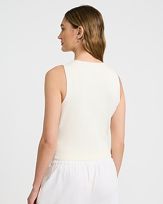 Fitted Ribbed V-Neck Button Front Sweater Vest