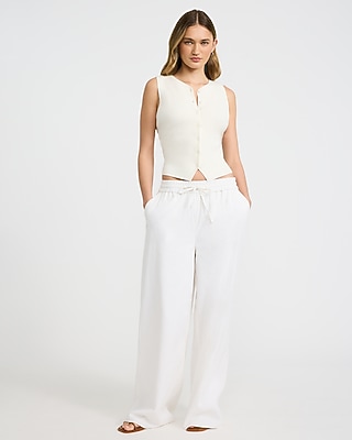 Fitted Ribbed V-Neck Button Front Sweater Vest