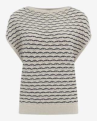 Striped Boat Neck Short Sleeve Dolman Sweater - image 5