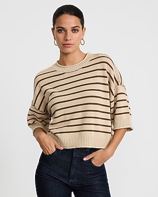Striped Crew Neck Short Sleeve Sweater