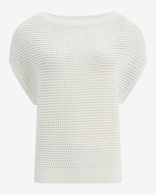 Cotton Open Stitch Boat Neck Dolman Sweater