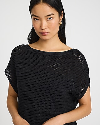 Cotton Open Stitch Boat Neck Dolman Sweater | Express