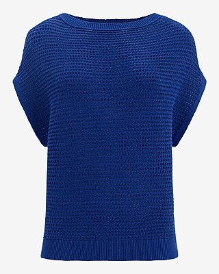 Cotton Open Stitch Boat Neck Dolman Sweater