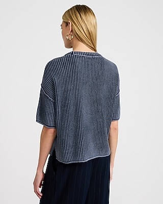 Washed Crew Neck Short Sleeve Sweater