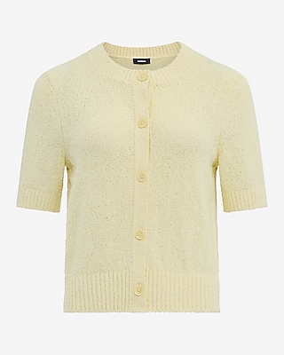 Textured Short Sleeve Button Front Cardigan