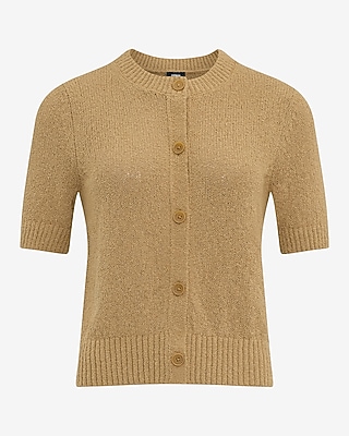 Textured Short Sleeve Button Front Cardigan | Express