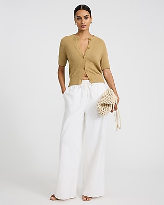 Textured Short Sleeve Button Front Cardigan | Express