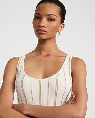 Striped Fitted Ribbed Scoop Neck Tank