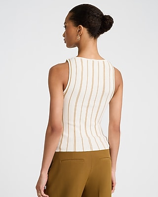 Striped Fitted Ribbed Scoop Neck Tank