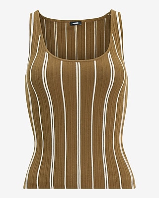Striped Fitted Ribbed Scoop Neck Tank