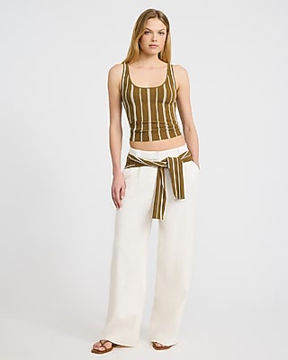 Striped Fitted Ribbed Scoop Neck Tank