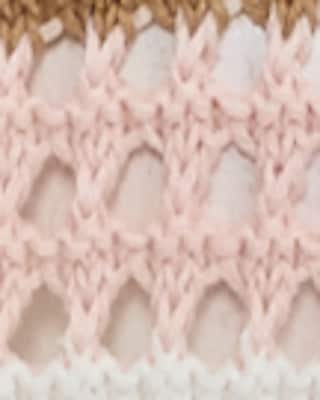 Cotton Striped Open Stitch Crochet Puff Sleeve Sweater