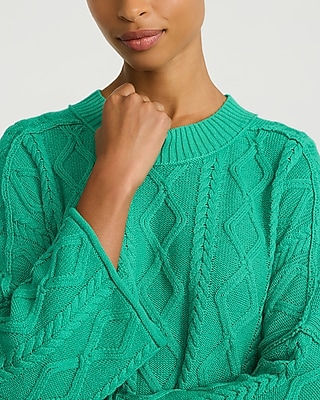 Cotton Cable Knit 3/4 Sleeve Sweater