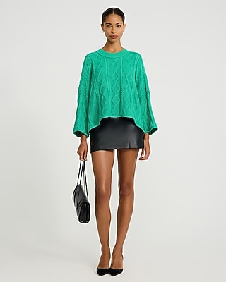 Cotton Cable Knit 3/4 Sleeve Sweater