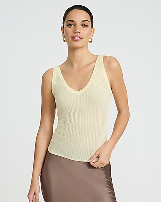 Textured V-neck Tie Front Tank | Express